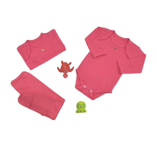 1 Body + 1 Camiseta + 1 Panty (Coral)